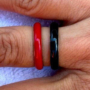 Incredible price! Pair of RARE Hidalgo enamel and gold-over-sterling bands